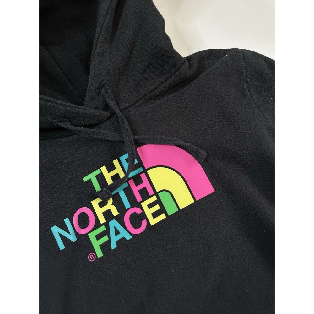 The North Face Hoodie Black Neon Rainbow Logo / Women's Medium